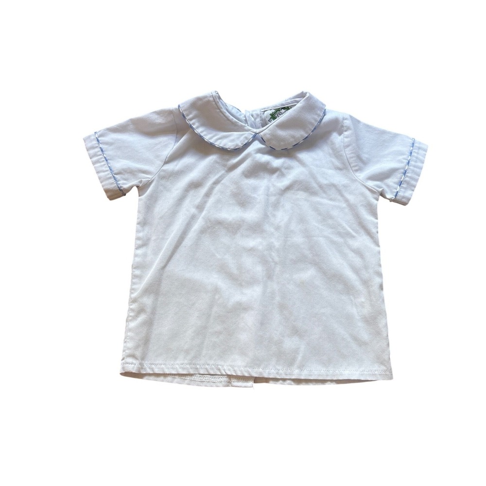 Cecil and Lou Piqué Shirt Kids White Peter Pan Collar Gingham SIZE 24M